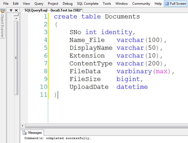 create table Documents
